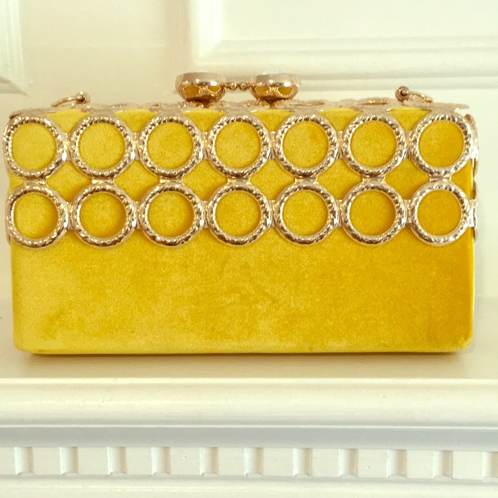 Yellow velvet clutch